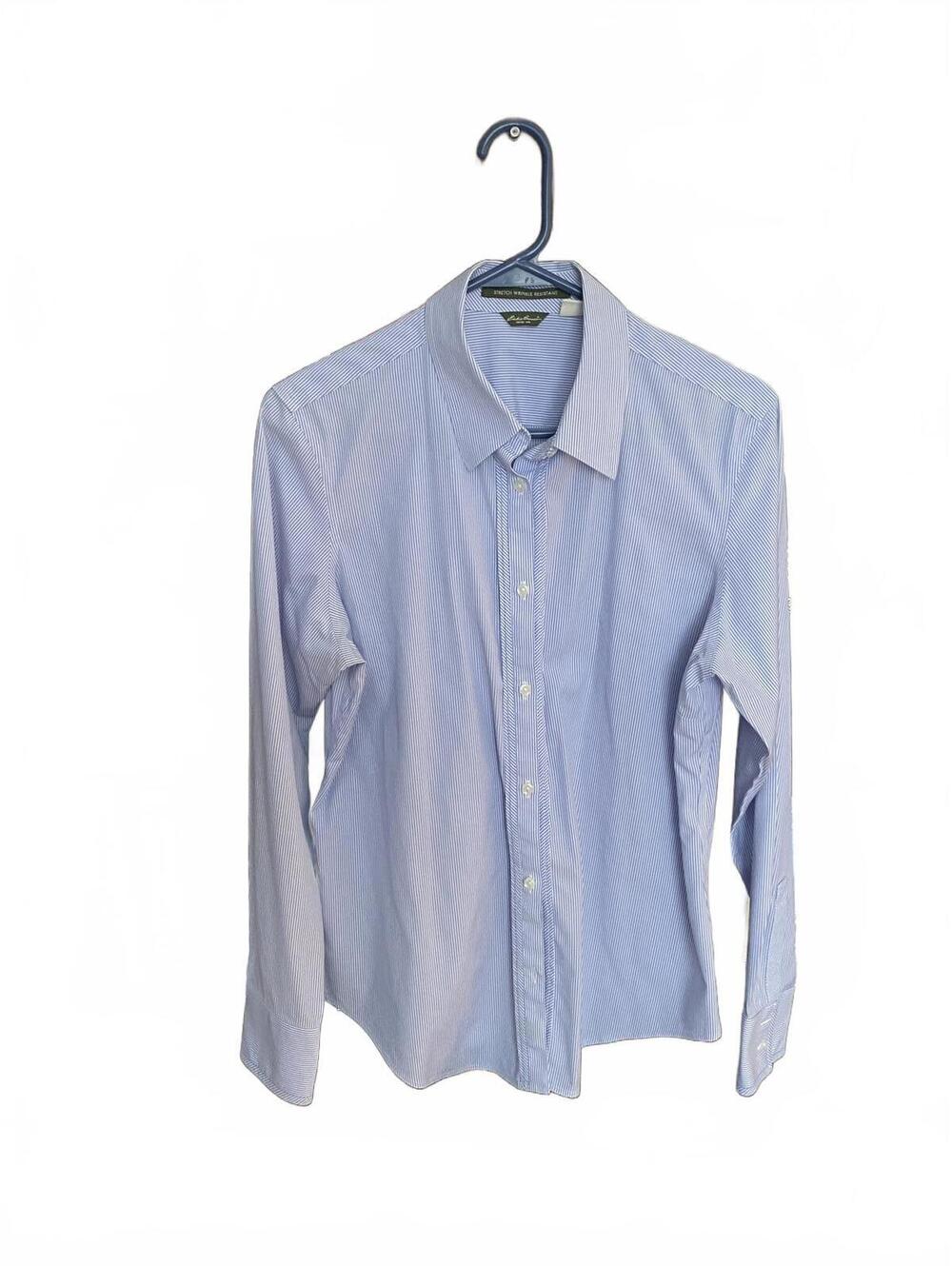 Eddie Bauer Academia Preppy Blue White Striped Shirt L